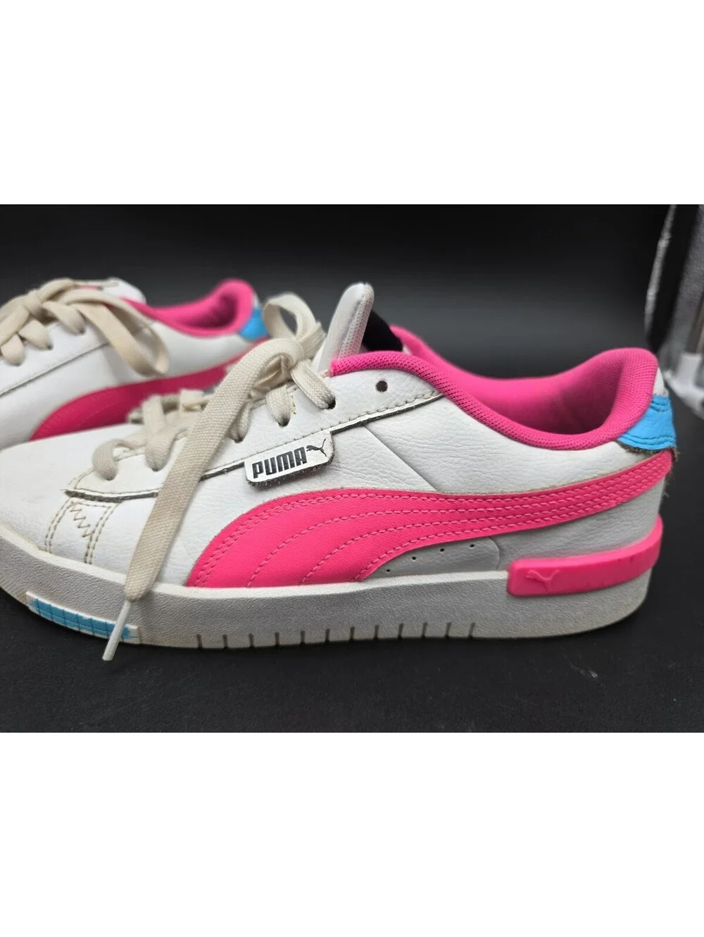 Used Puma SoftFoam+ Shoes Womens Size 10 White Pink Platform Sneakers 386418-02
